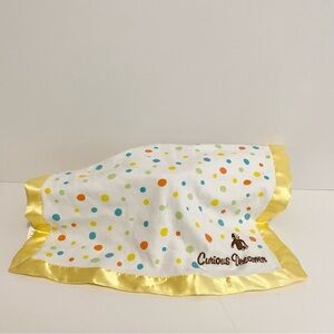 Curious Dreamer Lovey Monkey George Polka Dot Security Blanket Yellow Satin Toy